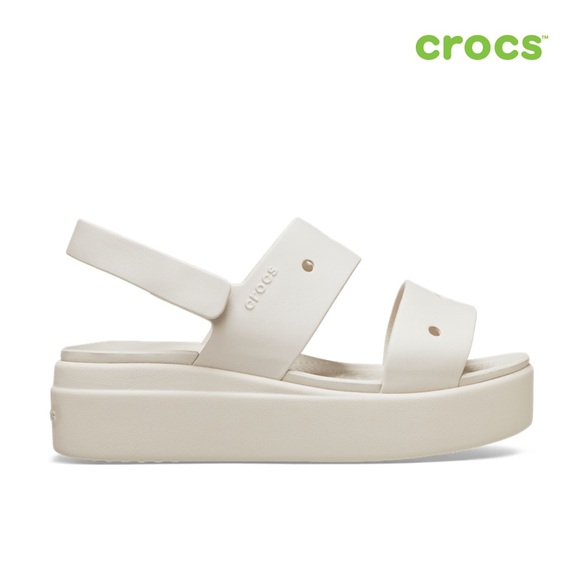 SOLD‼️ Brooklyn Crocs Sand Cream White Gems Bling Platform Sandals Size 7 - Picture 1 of 4